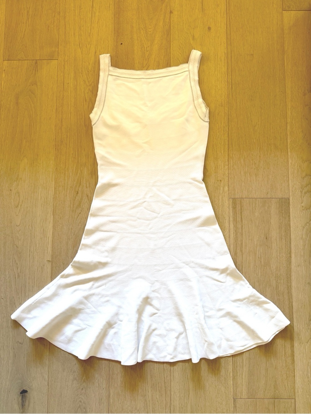 ALAIA Paris Square Neck Sleeveless Fitted Ruffled Mermaid Dress